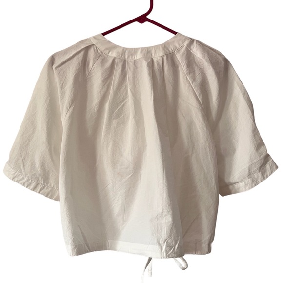 White balloon sleeve white button down shirt - Picture 2 of 4